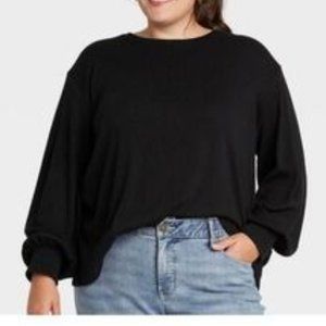 Plus Size Smocked Cuff Sweatshirt